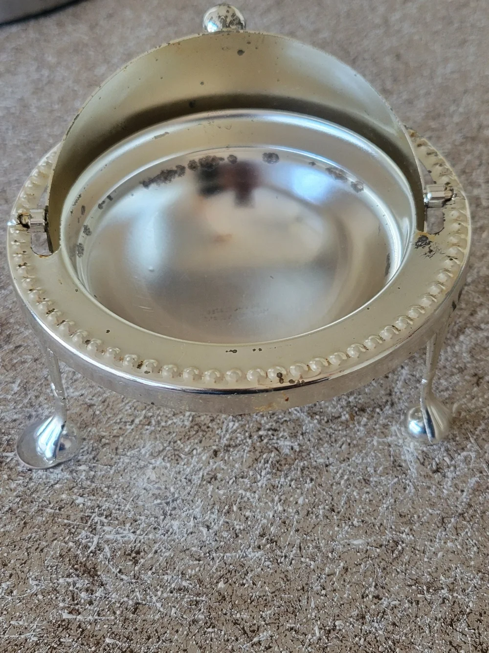 Silver Plated Dome Butter Warmer with Ornate Etching